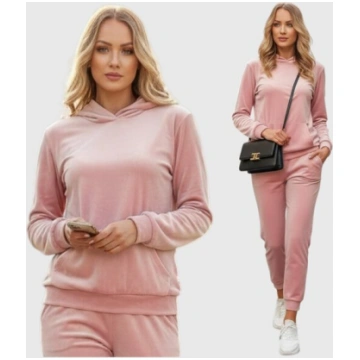 Sieviešu kokvilnas velūra džemperis Fashion, rozā 