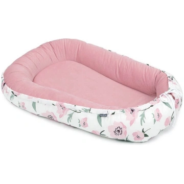 MamoTato Zīdaiņa ligzdiņa FLOWERS Premium white/bl