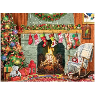 Puzzle Christmas by the Fireplace 500 XXL Eurograp