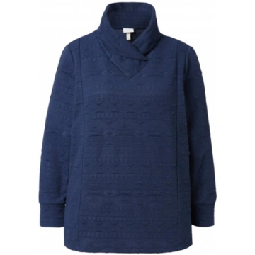 Ulla Popken Eco Cotton Stripe Textured Sweatshirt 