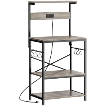 SUPERJARE Kitchen Bakers Rack with Power Outlet, C