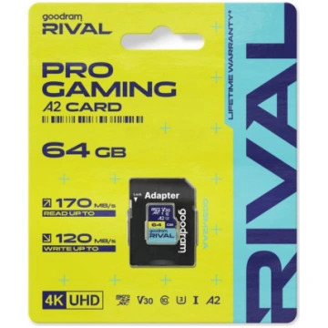 microsdxc 64gb v30 uhs i u3 rival + adapteris GOOD