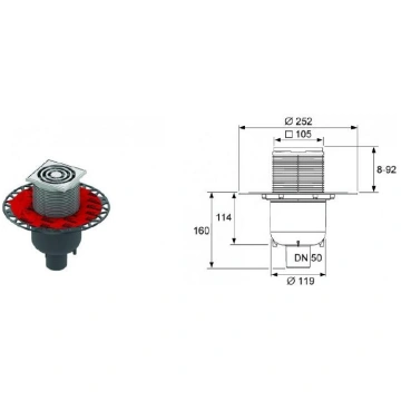 TECEdrainpoint S 130 trapo komplektas vertikalus s