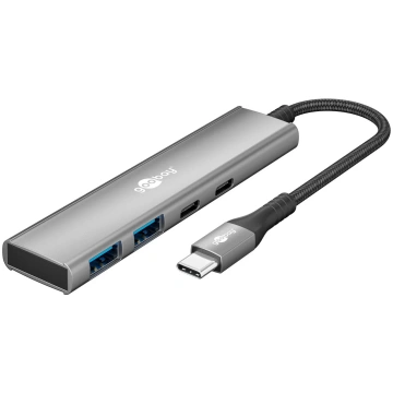 Goobay Slim 4-Port USB Hub, USB-C to USB-C/USB-A, 