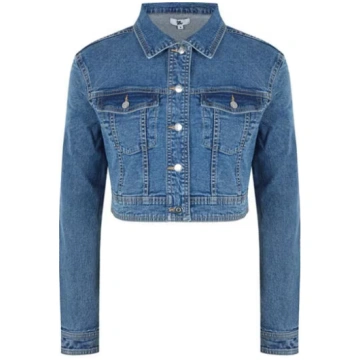 Women's Cropped Tailored Fit Denim Jacket