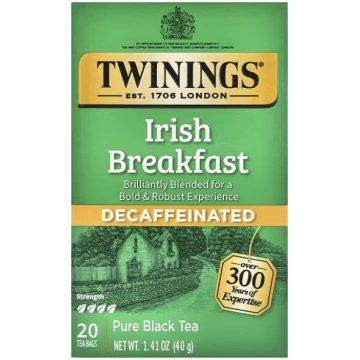 Twinings, Pure Black Tea, Irish Breakfast, Decaffe
