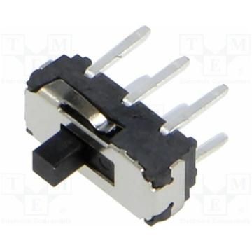 Switch: slide; Pos: 2; DPDT; 0.3A/6VDC; ON-ON; THT