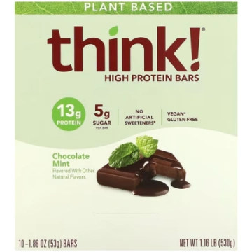 Think !, Plant Based High Protein Bars, Chocolate 