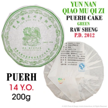 Quiao Mu Qizi Puerh (Green) Cake (Raw, Sheng) 14.Y