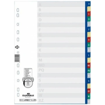 Dokumentu sadalītāji Durable INDEX A-Z, A4, PP, kr