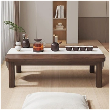 Solid Wood Coffee Table, Bamboo Bed Tray with Fold