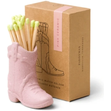 Cowboy Boot Match Holder - Pink Secret Garden Flow