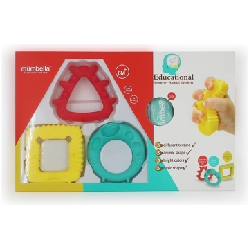 Zobu riņķis Mombella Geometry Animals, daudzkrāsai