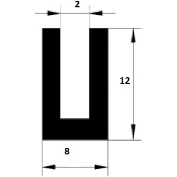 U Gs EPDM profils 2x8x12mm