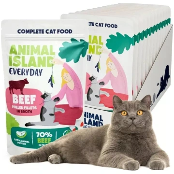 Mitrs kaķu barība animal island Everyday liellopa 