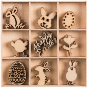 Koka ornamentu komplekts Easter, 45gab. - Timer La