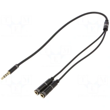 Cable | Jack 3,5mm 4pin plug,Jack 3.5mm socket x2 