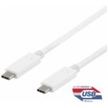 Deltaco Cable USB-C 3.2 100W 5A 1m white vads USBC
