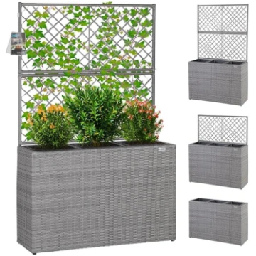 Casaria Poly Rattan Stādītājs režģis ziedu kaste, 