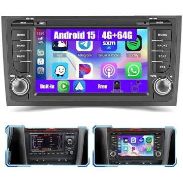 4G + 64G Auto Radio Android 15 priekš Audi A6 ar b