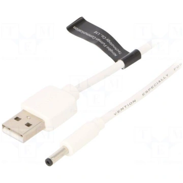 Cable | USB A plug,DC 3,5/1,35 plug | white | 0.5m