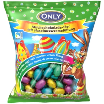 EASTER Piena šokolādes olas ar lazdu riekstu garša