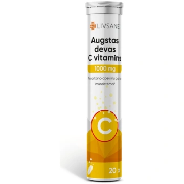 LIVSANE augstas devas C vitamīns 1000 mg šķīstošās