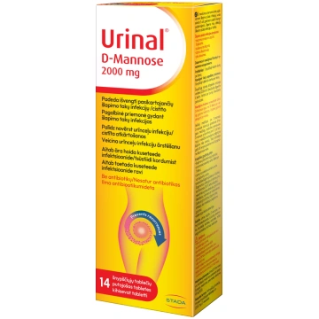 URINAL D Mannose putojošās tabletes, 14 gab