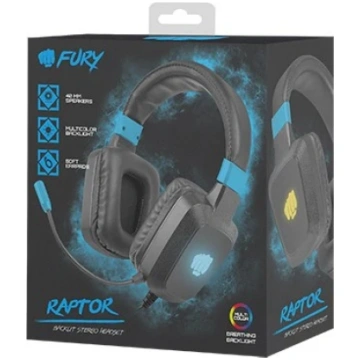 Austiņas Natec Fury Raptor Gaming Headset Black/Bl