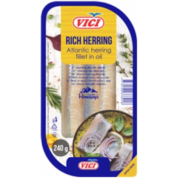 Siļķu fileja VIČI eļļā 240g