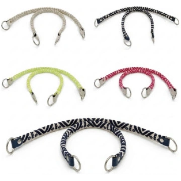 Maya Fabric Handles with Rings and Faux Leather Tr