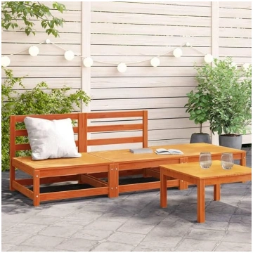 Homgoday Armless Sofa Garden Footrest Brown Wax Pi