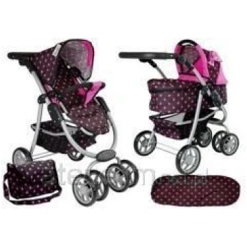 2-in-1 stroller with bag Carrycot black-pink 7706 