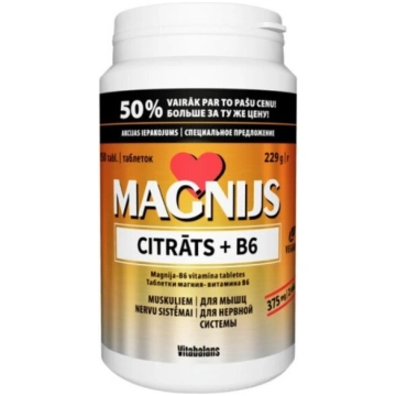 Uztura bagātinātājs Magnija citrāts + B6 tab. N150