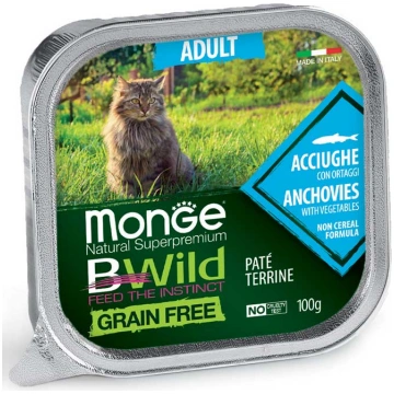 MONGE CAT BWILD CODFISH konservi kaķiem pastēte Me