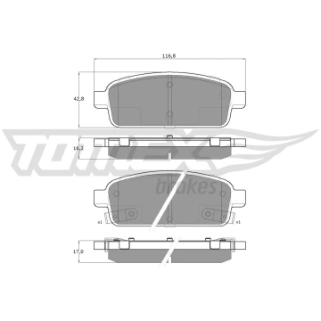 Bremžu uzliku kompl., Disku bremzes TOMEX Brakes T
