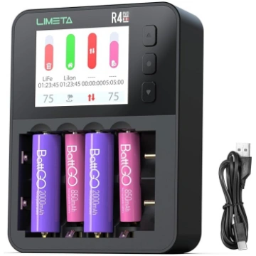 LIMETA 18650 akumulatoru lādētājs AA AAA ar 4+2 ne