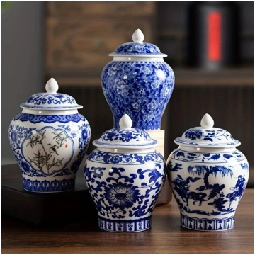 Ķīniešu porcelāna tējas glabāšanas trauks, balts z