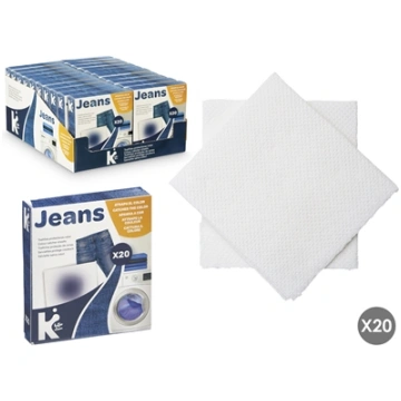 Set of 20 denim colour catcher wipes, 14×12.5×3 cm