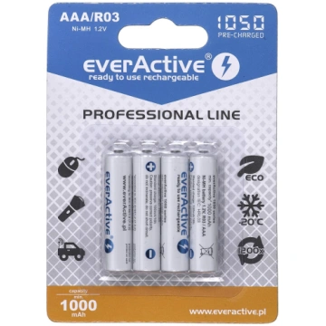 Uzlādējamās baterijas Everactive, AAA, 1050 mAh, 4