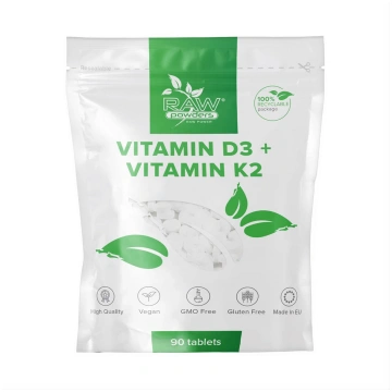 RAW POWDERS D3 + vitamīns K2, 90 tabletes
