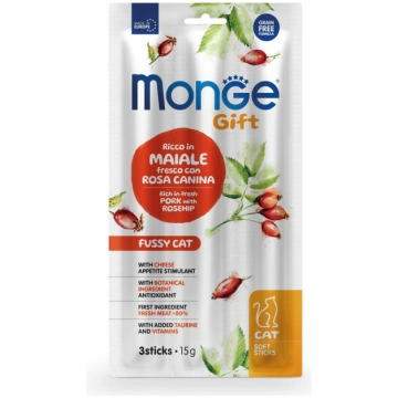 Kārumi kaķiem Monge Gift Soft Sticks Fussy, cūkgaļ