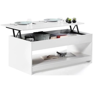 IDMarket - Rectangular Coffee Table with Folding T