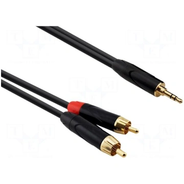 Cable | Jack 3.5mm plug,RCA plug x2 | 15m | black 