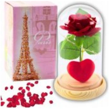 LEAN Eternal Rose in Dome with LED Lighting Red wi