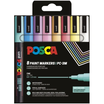 Marķieris ūdens bāzes UNI Posca PC-3M 8 krāsas kar