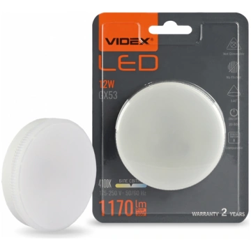 Videx LED Spuldze GX53, 3000K, 8W, 730 Lm, 140°