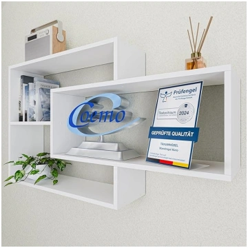 TRAUMMÖBEL Wall Shelf, White Bookcase, Wooden Hang