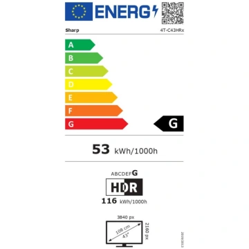 Sharp 43HR7265E, 43" Smart TV, 3840 x 2160, 2xUSB,
