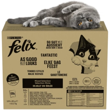 Mitrā kaķu barība Purina Felix Mix, liellopa gaļa/